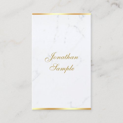 Classy Marble Gold Modern Handwritten Script Chic Business Card