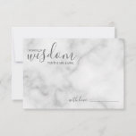 Classy Marble Modern Script Wedding Advice Card<br><div class="desc">Add a personal touch to your wedding with a modern script wedding advice and wishes card. This advice card features title 'words of wisdom' with details in grey script and sans serif font style on white marble background. Perfect for wedding, baby shower, birthday party, bridal shower, bachelorette party and any...</div>