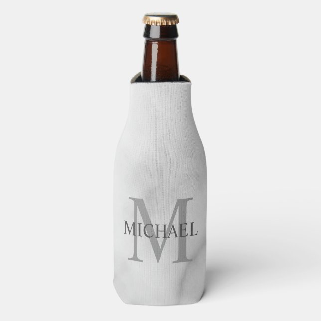 Classy Marble Personalized Monogram and Name Bottle Cooler (Bottle Front)
