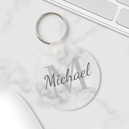 Classy Marble Personalized Monogram and Name Keychain