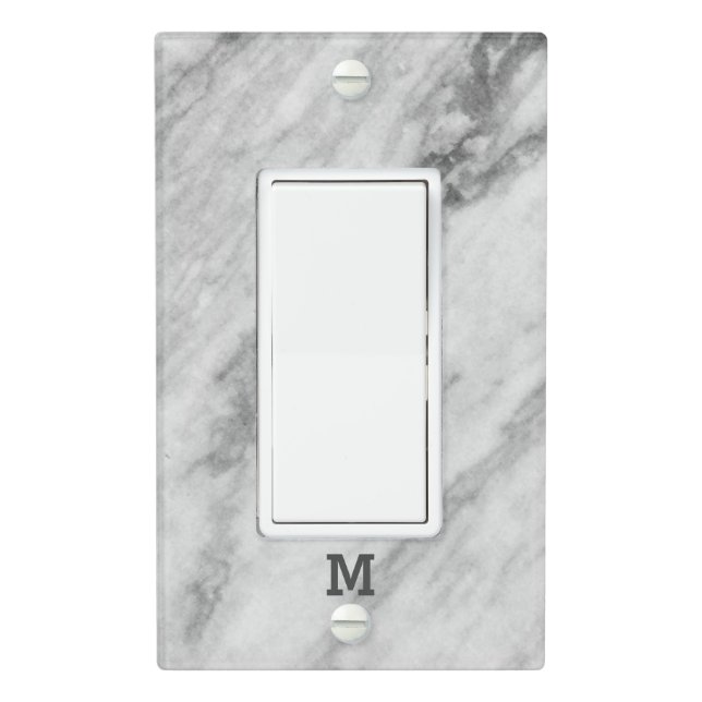 Classy Marble Texture Look Monogrammed Light Switch Cover (In Situ)