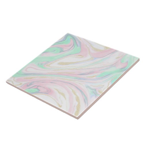 Classy marbleized abstract design ceramic tile