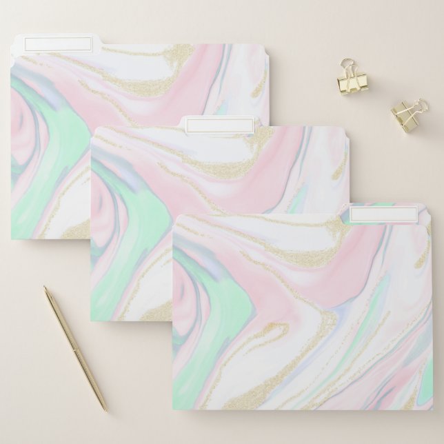 Classy marbleized abstract design file folder (Set)