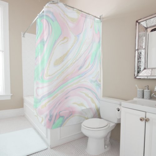 Classy marbleized abstract design shower curtain