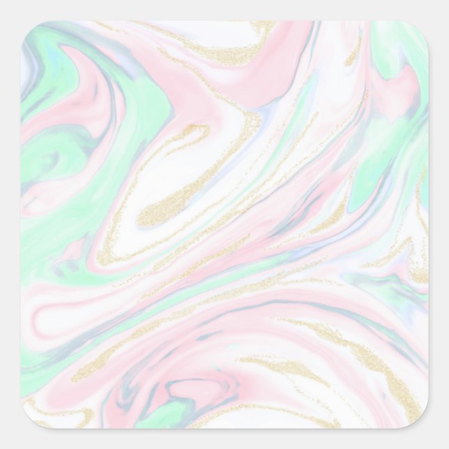 Classy marbleized abstract design square sticker (Front)