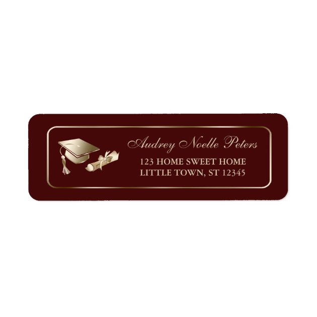 Classy Maroon And Gold Graduate Address Labels