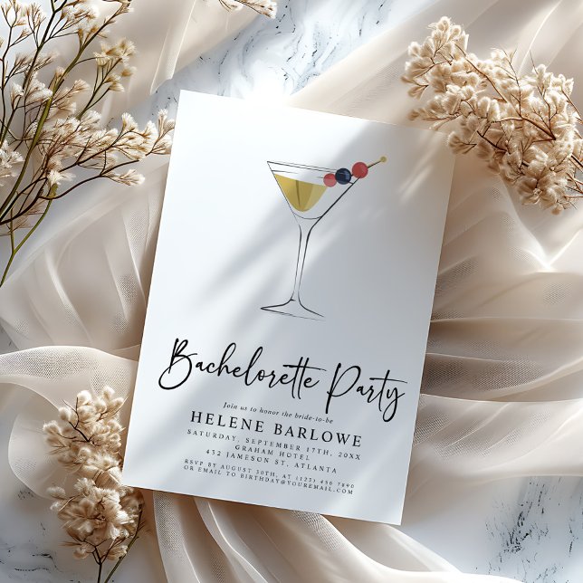 Classy Martini Cocktail Elegant Bachelorette Party Invitation (Classy Martini Cocktail Elegant Bachelorette Party Invitation)