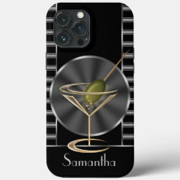 Classy Martini Cocktail Glass Personalized iPhone 13 Pro Max Case