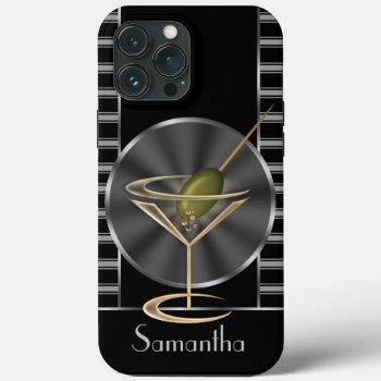 Classy Martini Cocktail Glass Personalized Iphone 13 Pro Max Case by LaBoutiqueEclectique at Zazzle