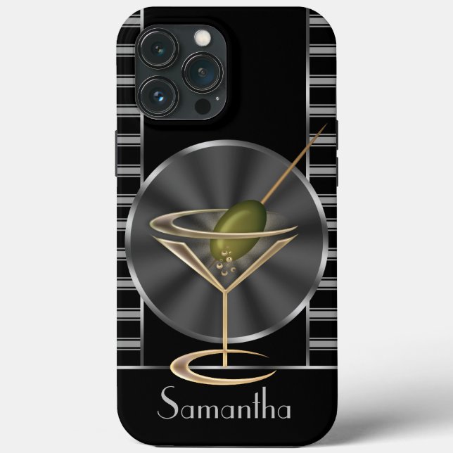 Classy Martini Cocktail Glass Personalized Case-Mate iPhone Case (Back)