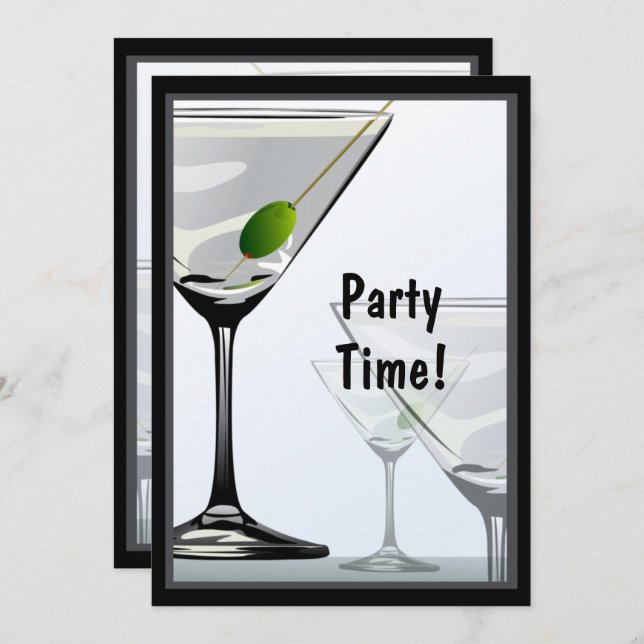 Classy Martini Cocktails Party Invitation (Front/Back)