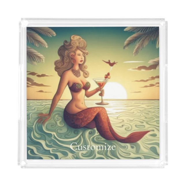 Classy Martini Mermaid Thunder_Cove  Acrylic Tray (Front)