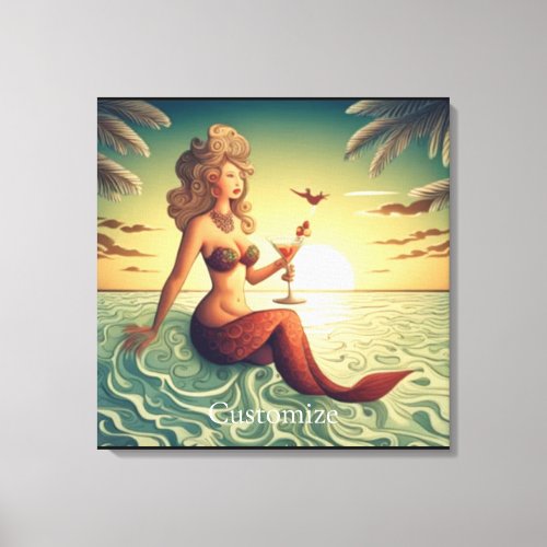 Classy Martini Mermaid Thunder_Cove  Canvas Print