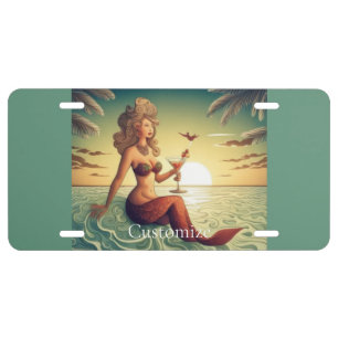 Classy Martini Mermaid Thunder_Cove License Plate