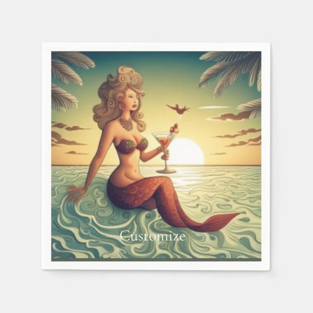 Classy Martini Mermaid Thunder_Cove  Napkins (Front)