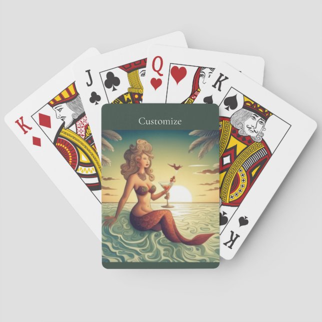 Classy Martini Mermaid Thunder_Cove  Poker Cards (Back)