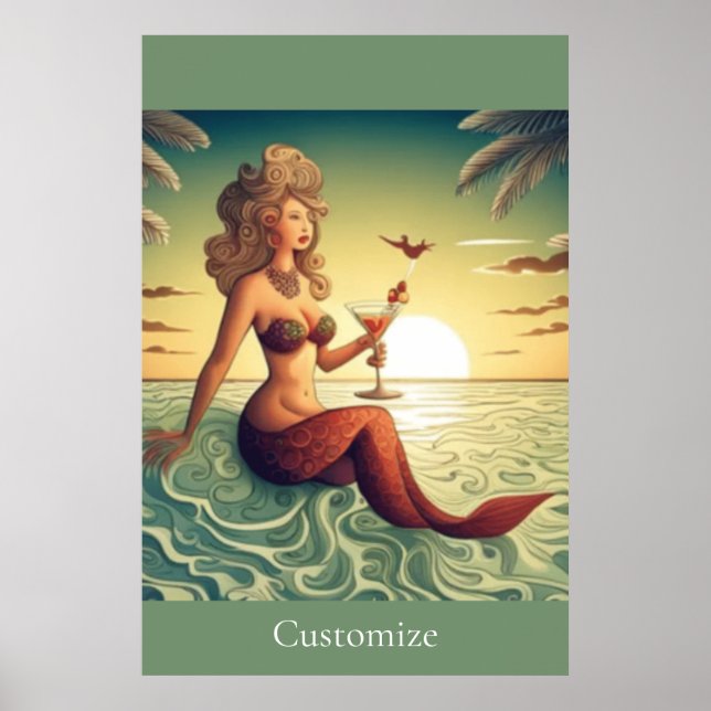 Classy Martini Mermaid Thunder_Cove  Poster (Front)