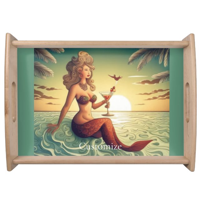 Classy Martini Mermaid Thunder_Cove  Serving Tray (Front)