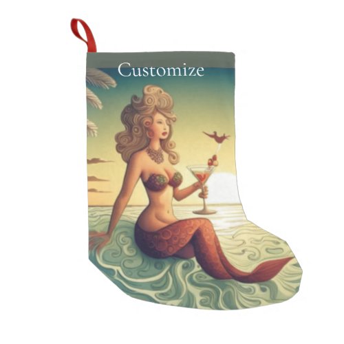 Classy Martini Mermaid Thunder_Cove  Small Christmas Stocking