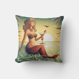 Classy Martini Mermaid Thunder_Cove  Throw Pillow