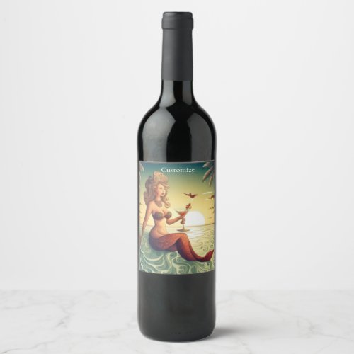 Classy Martini Mermaid Thunder_Cove  Wine Label