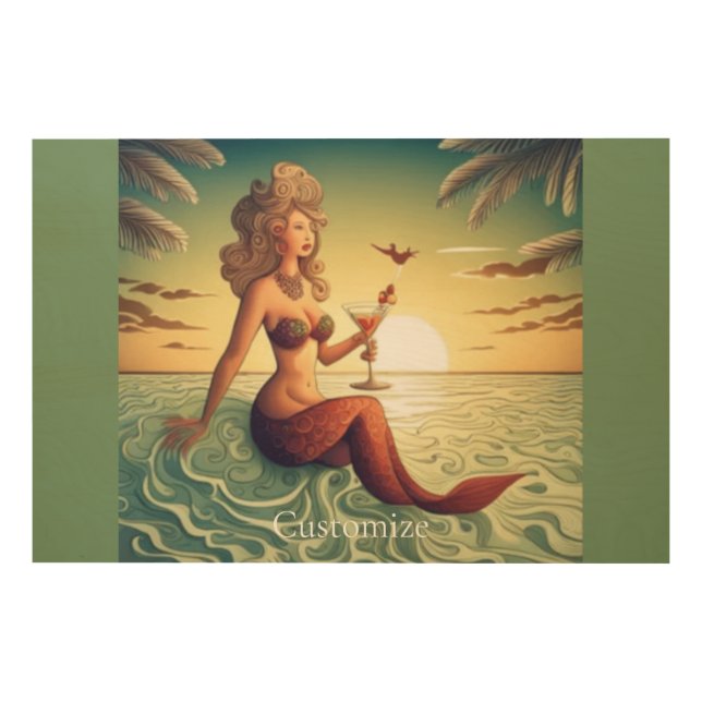 Classy Martini Mermaid Thunder_Cove  Wood Wall Art (Front)