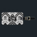 Classy Masculine Black White Damask Monogram Luggage Tag<br><div class="desc">This is a vintage, Victorian era, black and white damask luggage tag design with a space for your monogram. It's an elegant, pretty pattern that you can personalize / customize with your initials. For those who love a stylish, antique, monogrammed look. Don't forget to add your name and address to...</div>