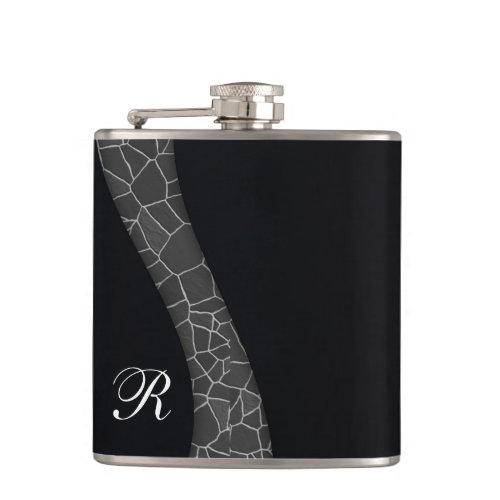 Classy masculine monogram personalized black No1 Flask