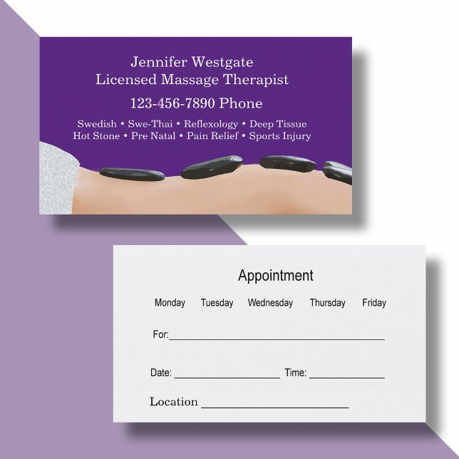 Classy Massage Appointment Business Cards (Creator Uploaded)
