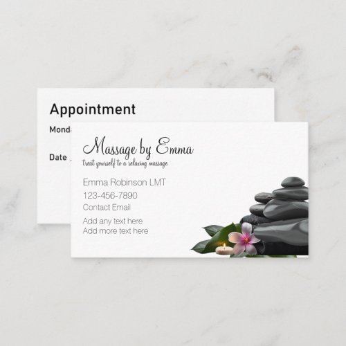 Classy Massage Therapy Appointment Cards