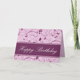 Classy Mauve Natural Swirl Birthday Card