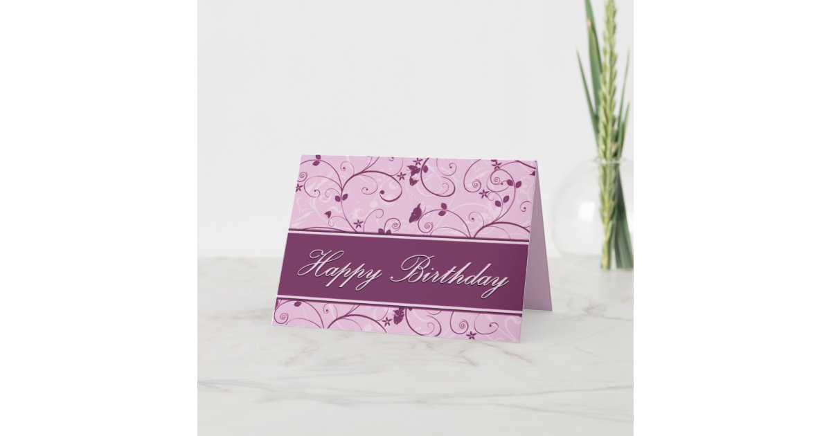 Classy Mauve Natural Swirl Birthday Card | Zazzle