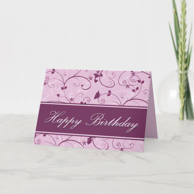 Classy Mauve Natural Swirl Birthday Card | Zazzle