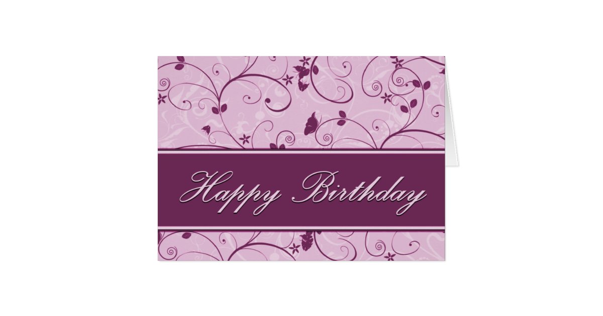 Classy Mauve Natural Swirl Birthday Card | Zazzle