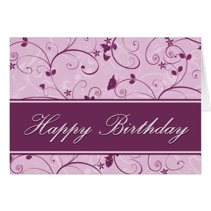 Classy Mauve Natural Swirl Birthday Card | Zazzle