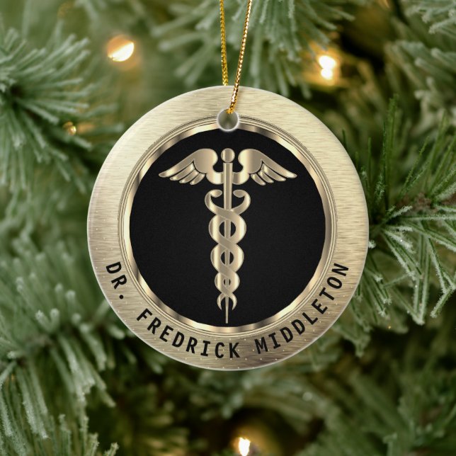 Classy Medical 👨‍⚕️ - Black and Gold Ceramic Ornament (Tree)