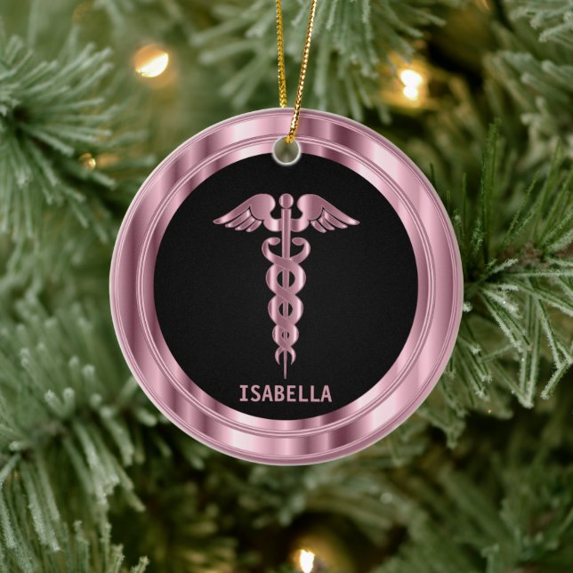 Classy Medical 👨‍⚕️ - Black and Pink Ceramic Ornament (Tree)