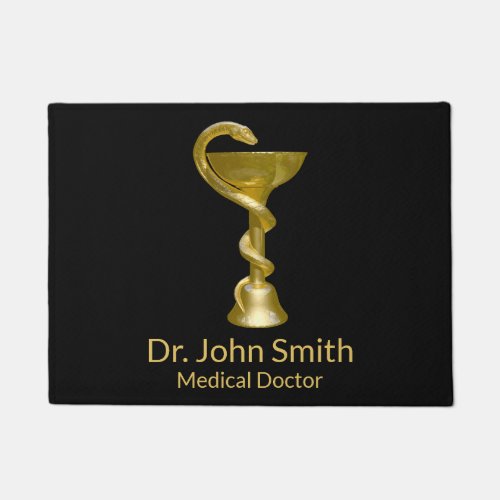 Classy Medical Bowl Hygieia Snake Gold Caduceus Doormat