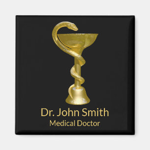 Classy Medical Bowl Snake Hygieia Gold Caduceus Magnet