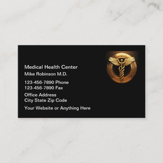 Classy Medical Center Doctor Office Business Cards (Front)