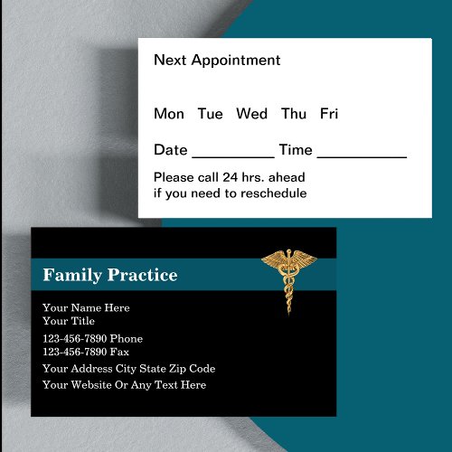 Classy Medical Doctor Family Practice Appointment Card