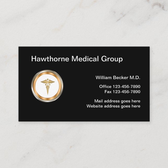Classy Medical Doctor With Logo Emblem Business Card (Front)