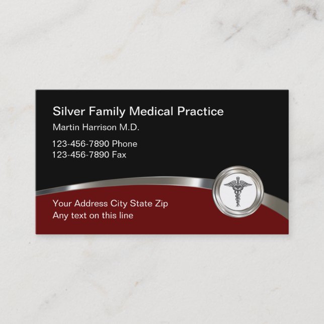 Classy Medical Family Practice Business Cards (Front)
