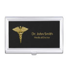 Classy Medical Gold Caduceus  Business Card Holder