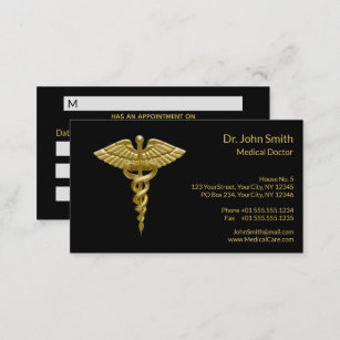 Classy Medical Gold Caduceus on Black Appointment
