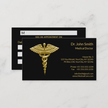 Classy Medical Gold Caduceus On Black Appointment by SorayaShanCollection at Zazzle