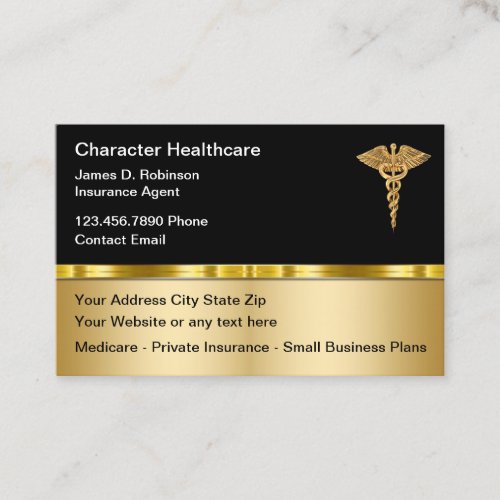 Classy Medical Health Insurance Business Cards