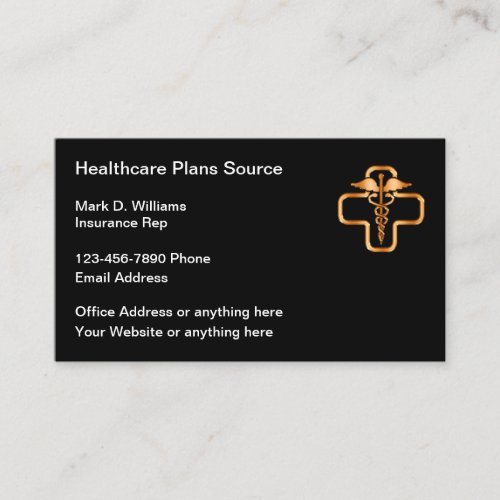 Classy Medical Health Plans Rep Business Card