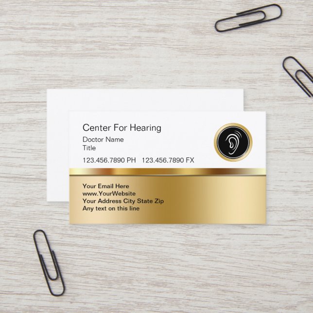 Classy Medical Hearing Center Business Card (Front/Back In Situ)