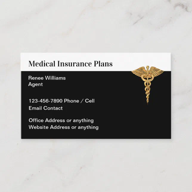 Classy Medical Insurance Agent Business Cards Zazzle
